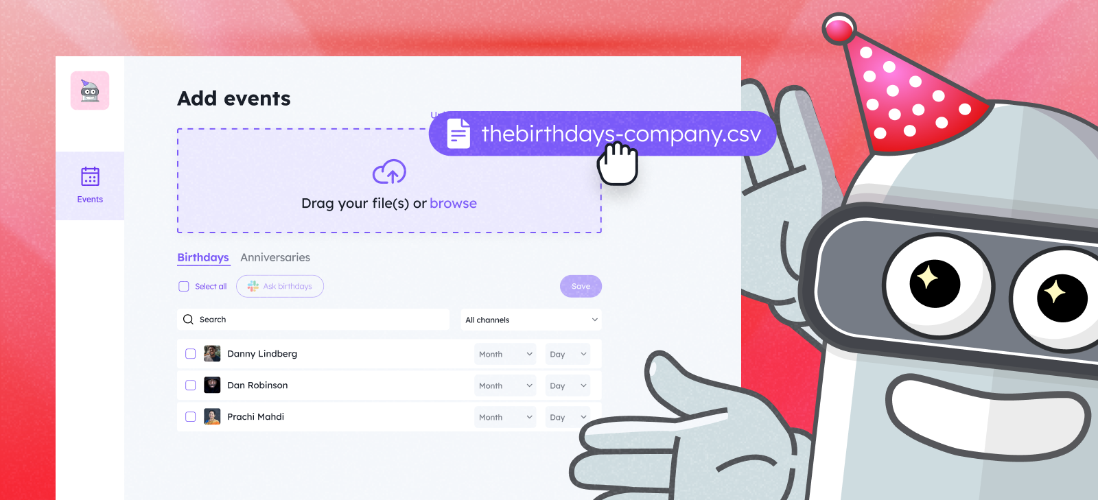 BirthdayBot CSV import